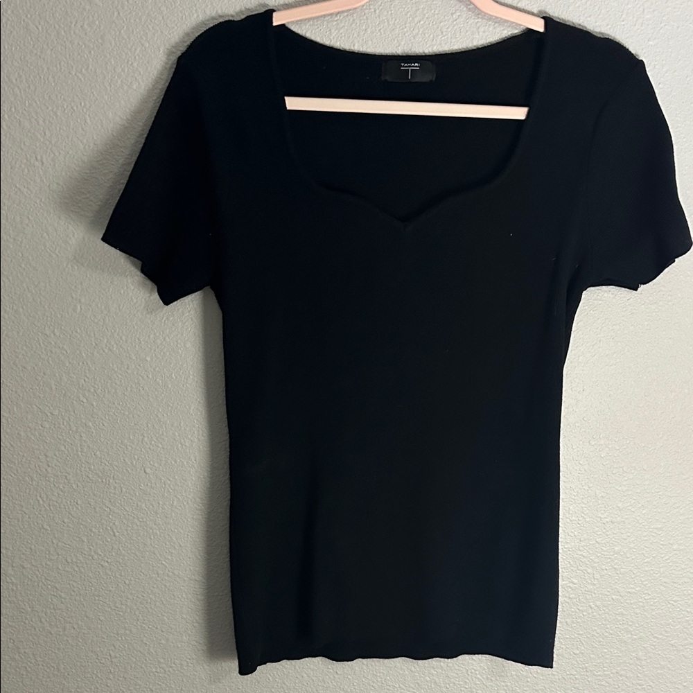 Tahari Black Short Sleeve Top